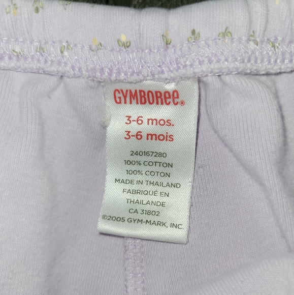 🌸 Vintage Gymboree Bundle 2 Pair Cotton Floral Print Pants Baby Girl 3-6 Months - Picture 5 of 6